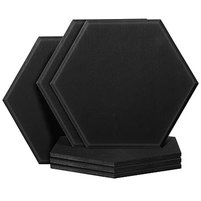 Acoustic Panels Self-adhesive Hexagon Rigid Fiber Black 6 panels