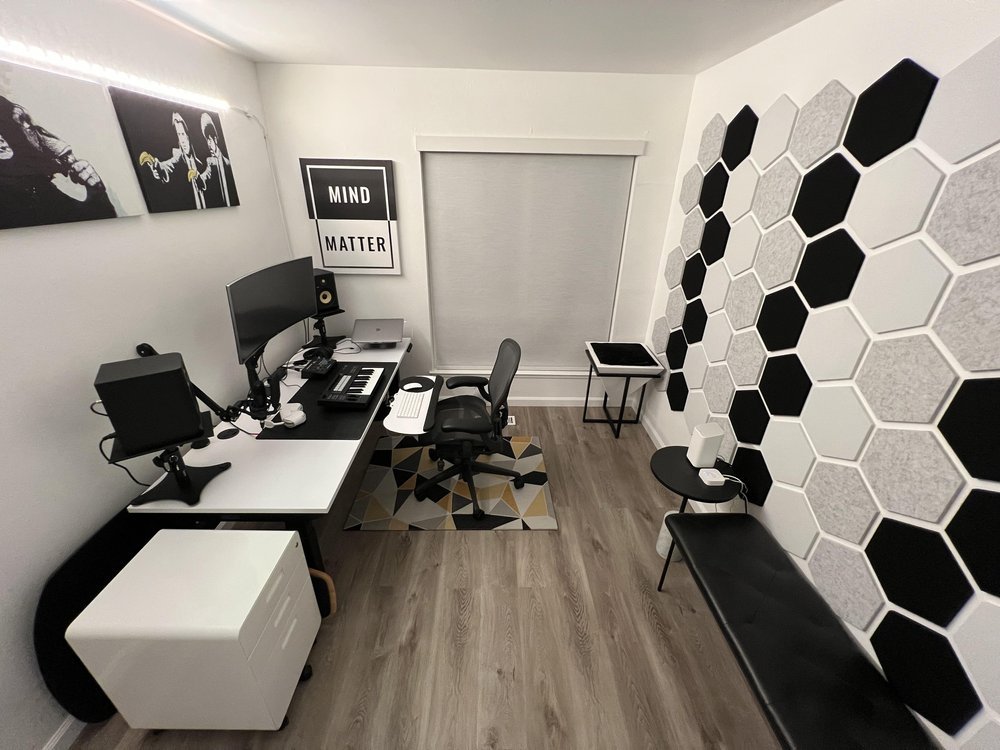 Acoustic Panels Self-adhesive Hexagon Rigid Fiber Black 6 panels