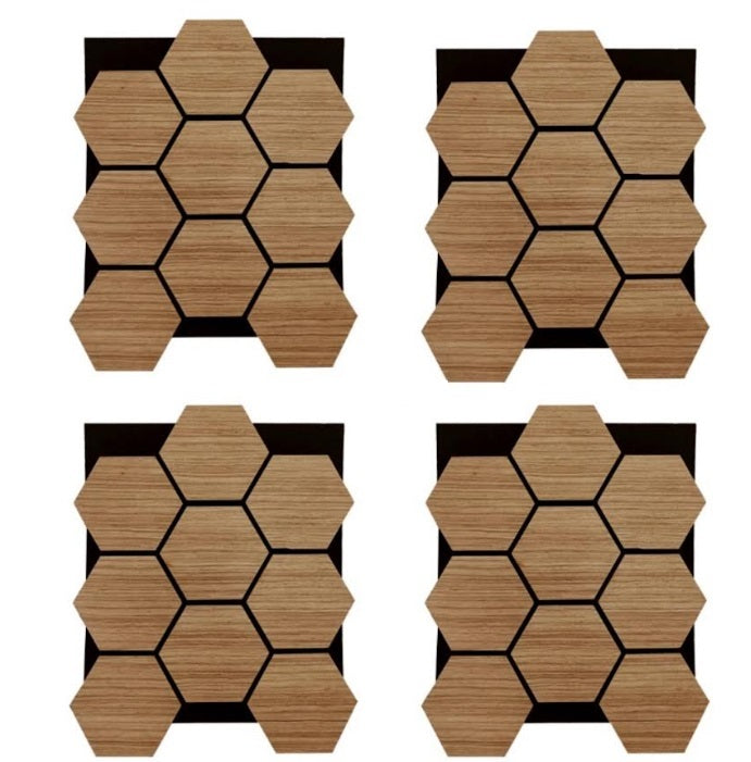 Wood Hexagonal Acoustic Panels Walnut