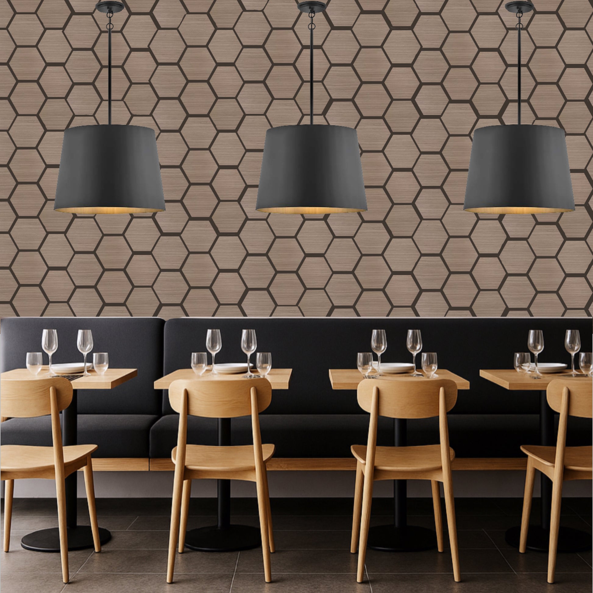 Wood Hexagonal Acoustic Panels Walnut - 4 Pack