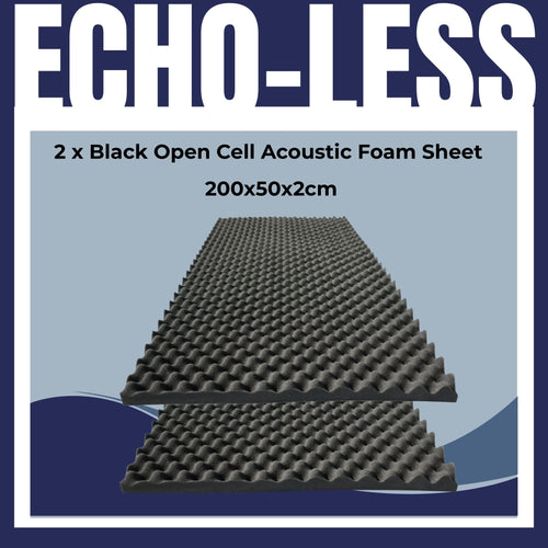 2  Black Open Cell Egg Crate Acoustic Foam Sheets