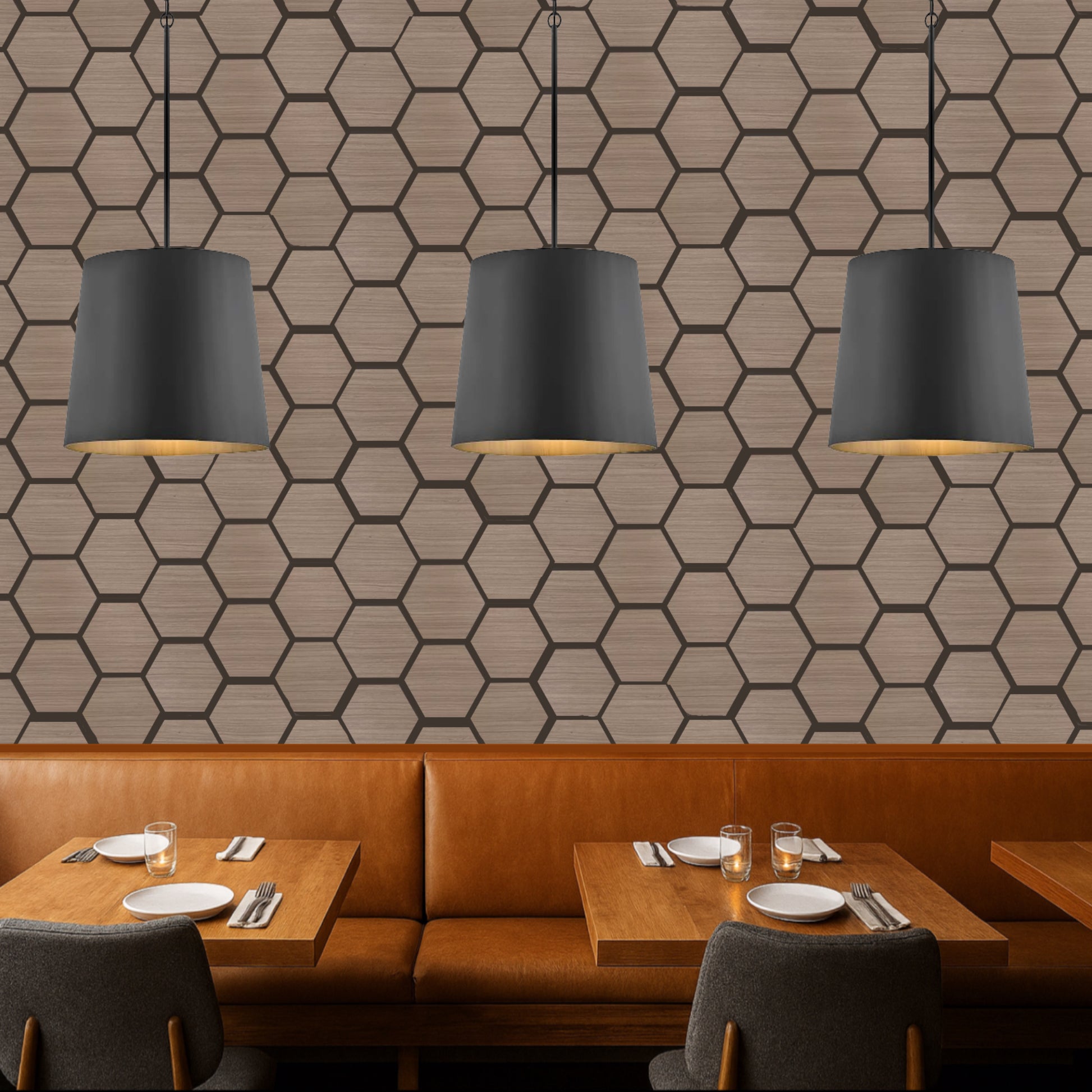 Wood Hexagonal Acoustic Panels Walnut - 4 Pack