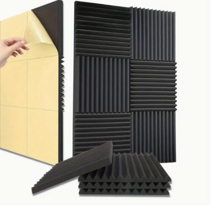 Echo-Less Self-Adhesive Acoustic Foam Pyramid Panels 2.5cm - 12 pack