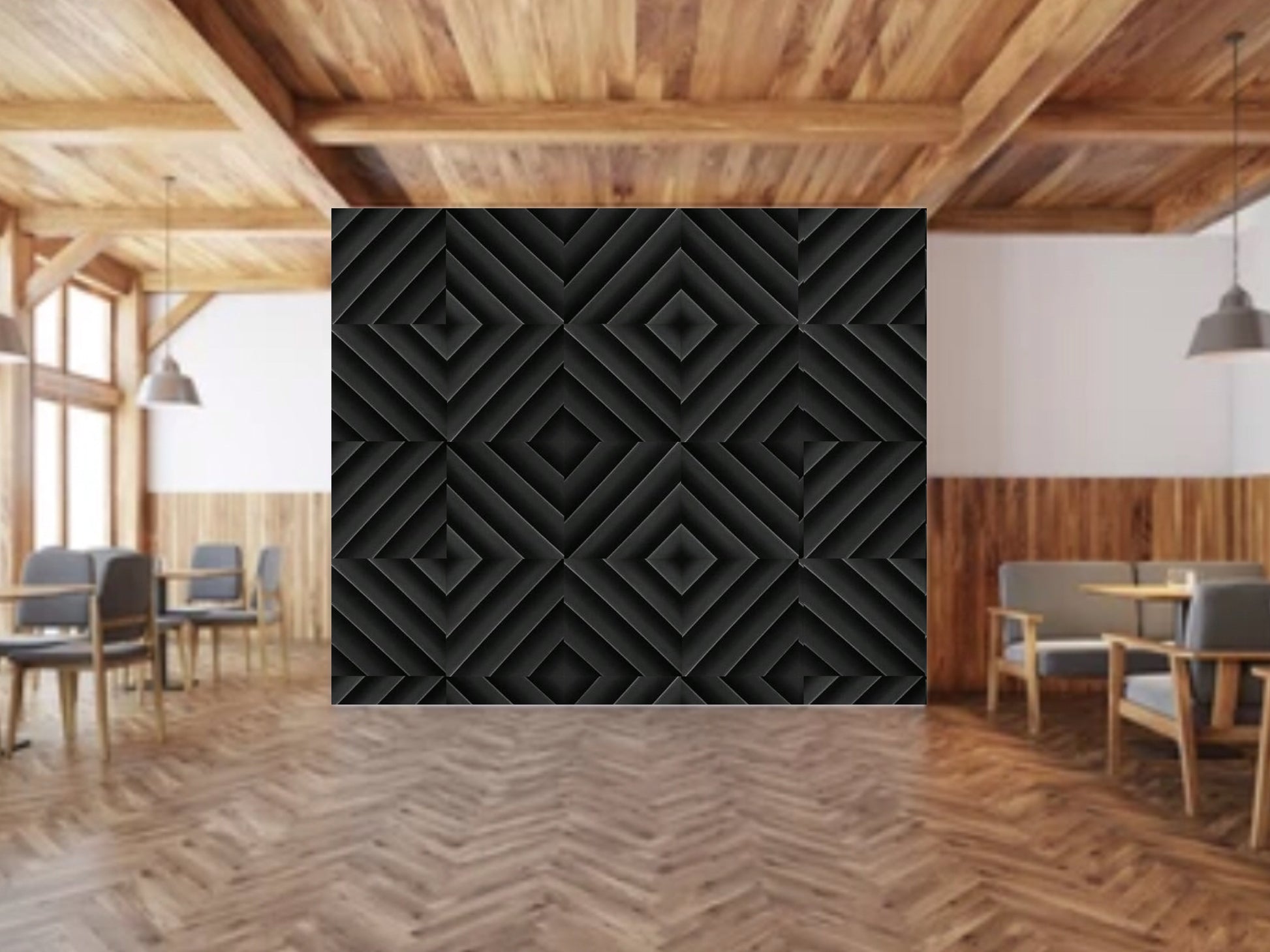 Echo-Less Diagonal Acoustic Foam Panels Black - 12 pack