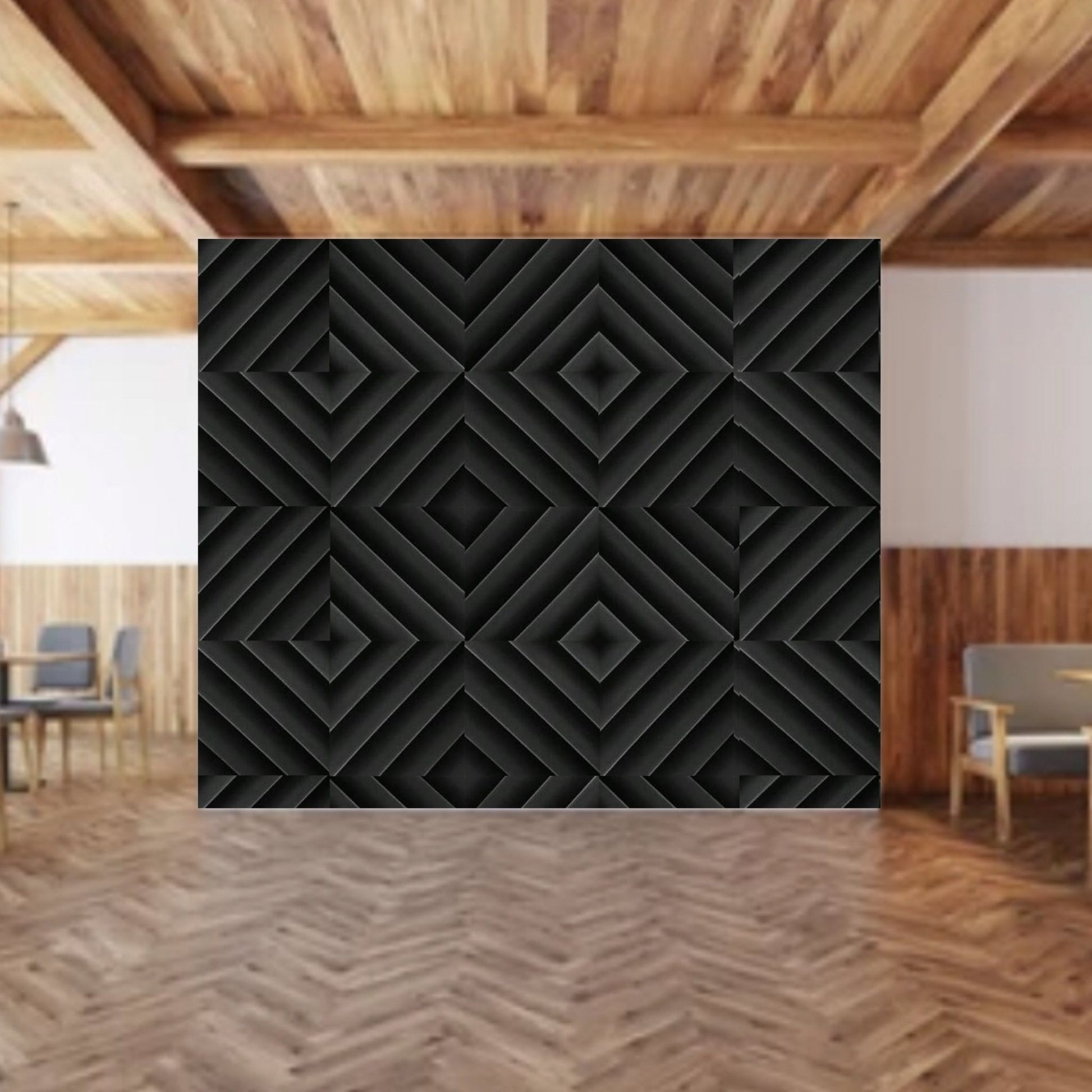 Echo-Less Diagonal Acoustic Foam Panels Black - 12 pack