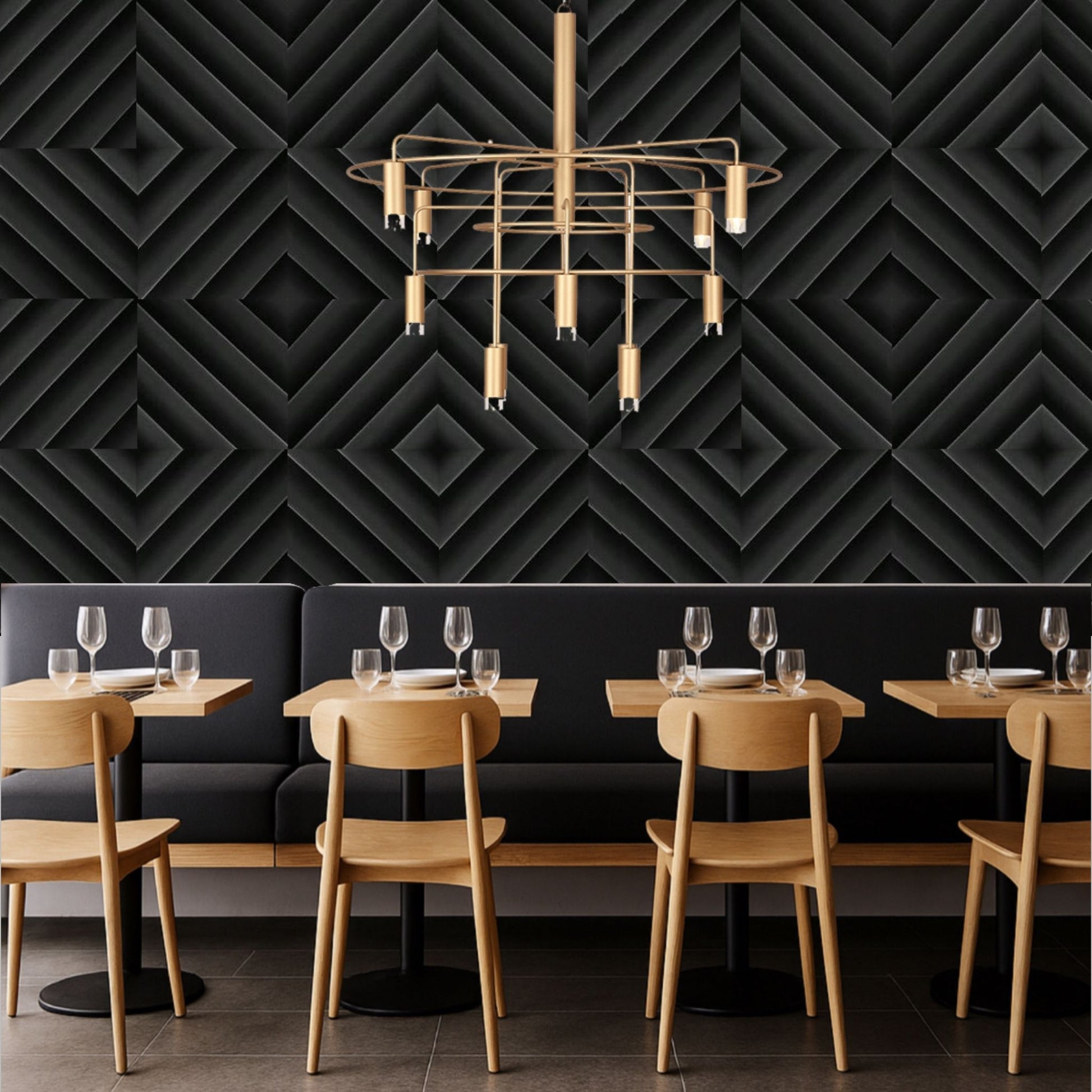 Echo-Less Diagonal Acoustic Foam Panels Black - 12 pack