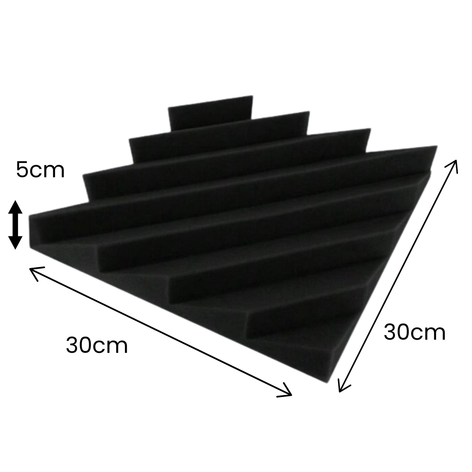 Echo-Less Diagonal Acoustic Foam Panels Black - 12 pack