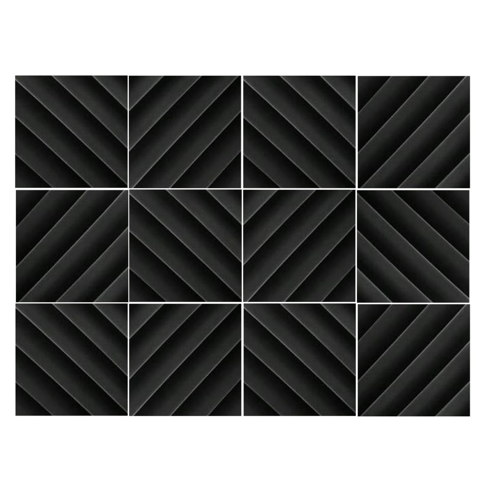 Echo-Less Diagonal Acoustic Foam Panels Black - 12 pack