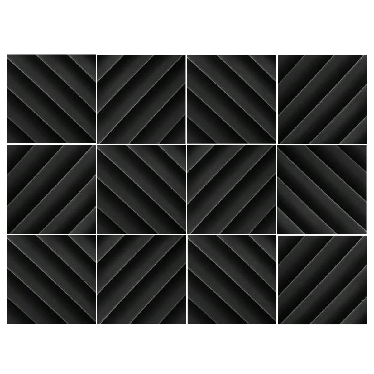 Echo-Less Diagonal Acoustic Foam Panels Black - 12 pack