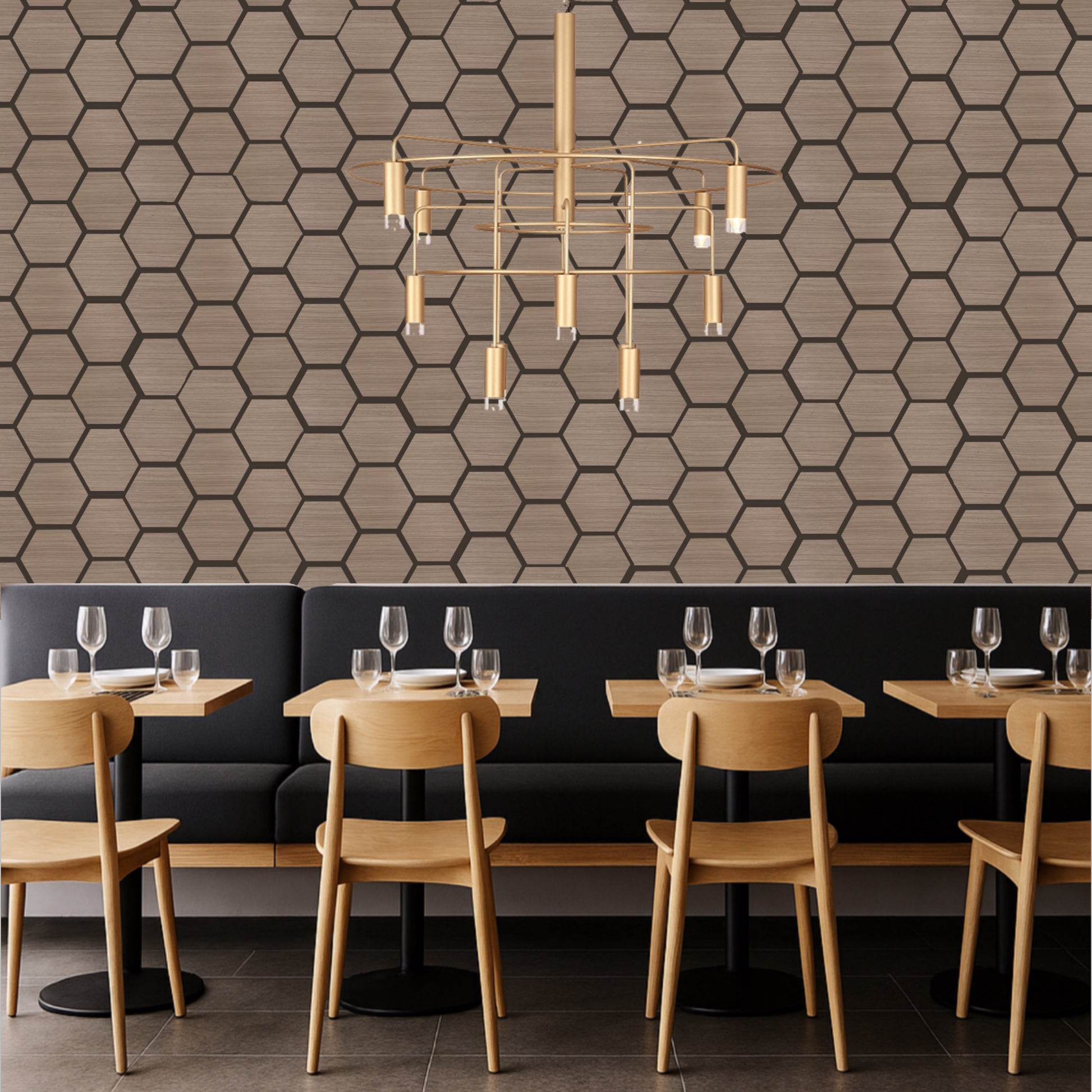 Wood Hexagonal Acoustic Panels Walnut - 4 Pack