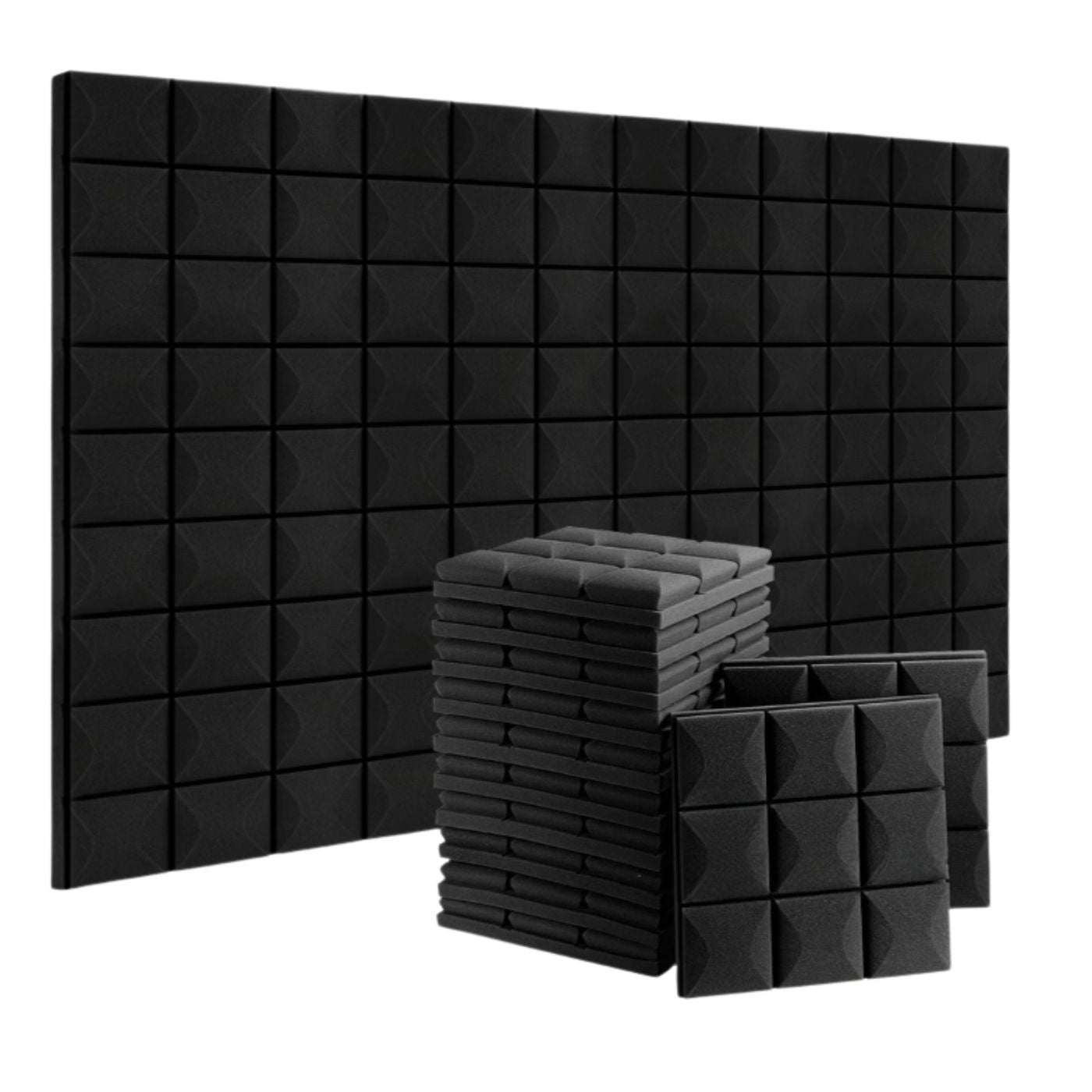 Acoustic Foam+ Echo-Less Panels Black Mushroom 30x30x5cm (Pack of 12)