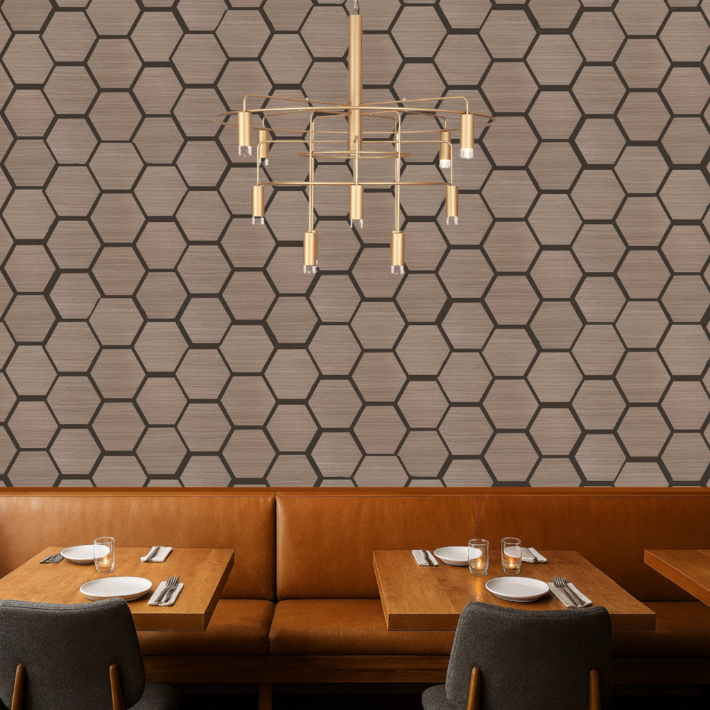 Wood Hexagonal Acoustic Panels Walnut - 4 Pack