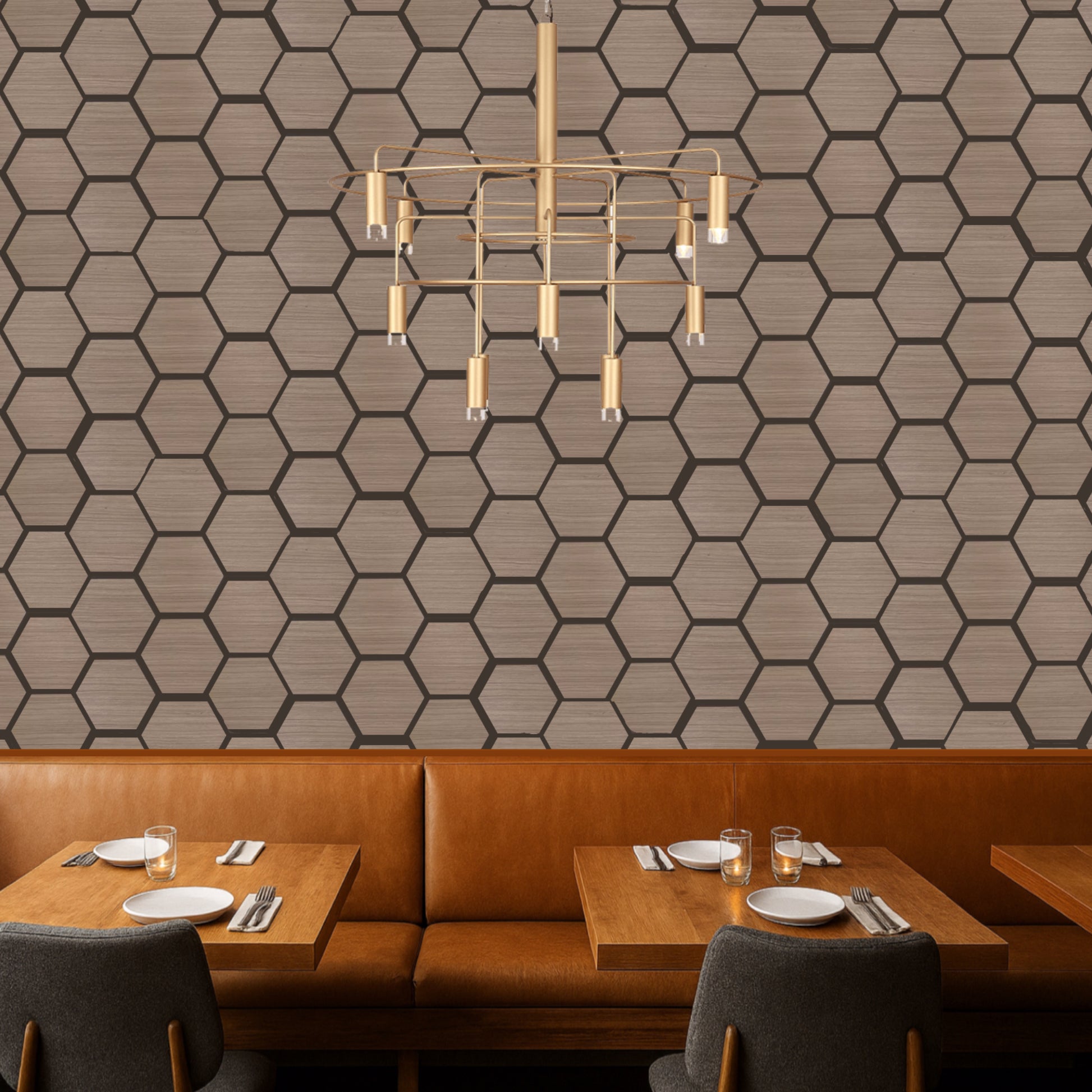 Wood Hexagonal Acoustic Panels Walnut - 4 Pack