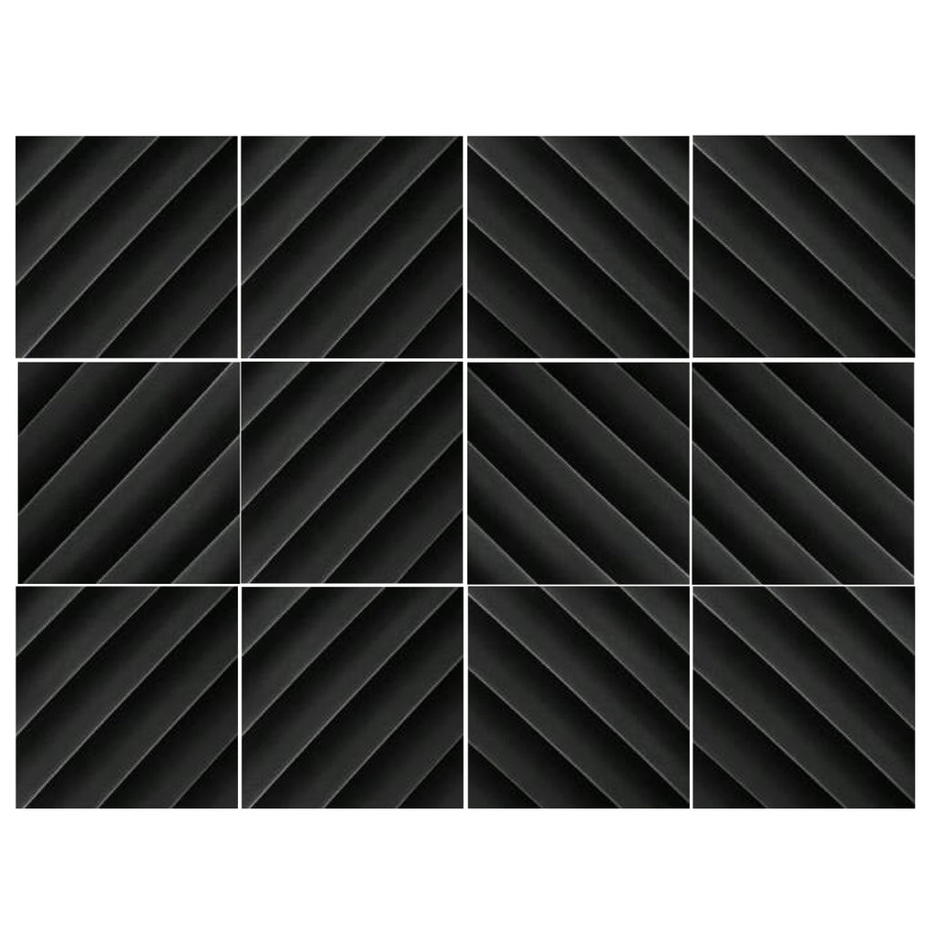 Echo-Less Diagonal Acoustic Foam Panels Black - 12 pack