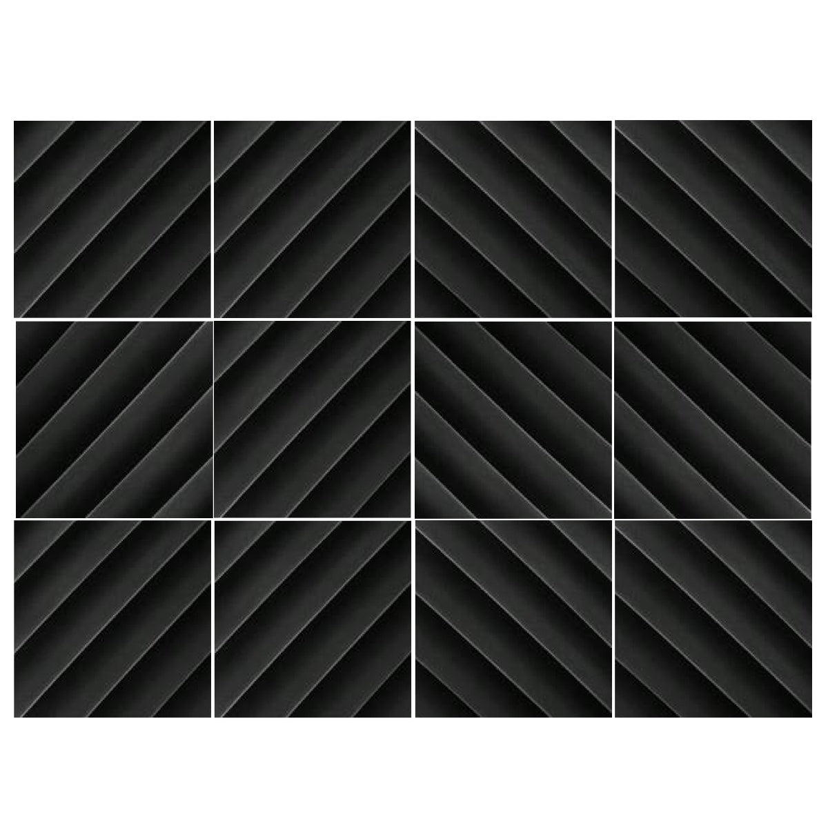 Echo-Less Diagonal Acoustic Foam Panels Black - 12 pack