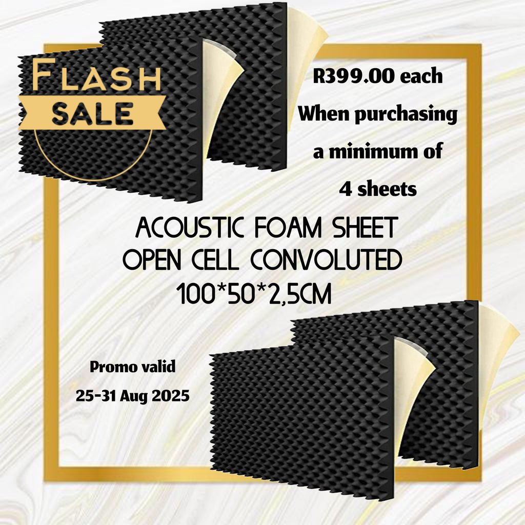 Echo-Less Acoustic Foam Self-Adhesive Sheet – 100x50x2.5cm