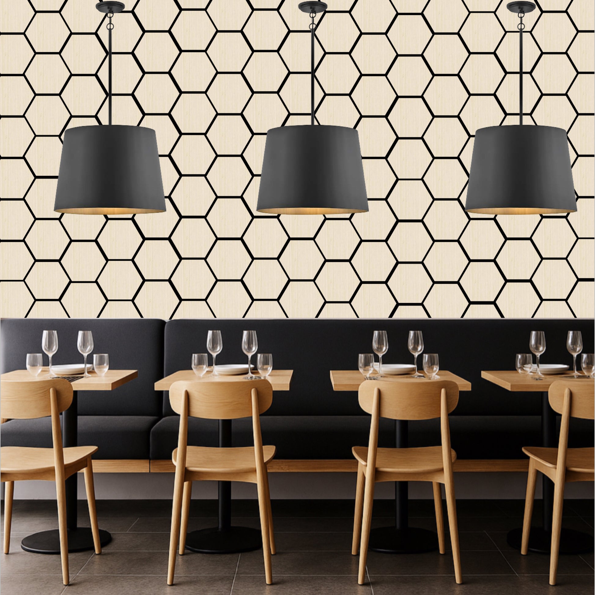 Wood Hexagonal Acoustic Panel Light Oak - 4 Panels