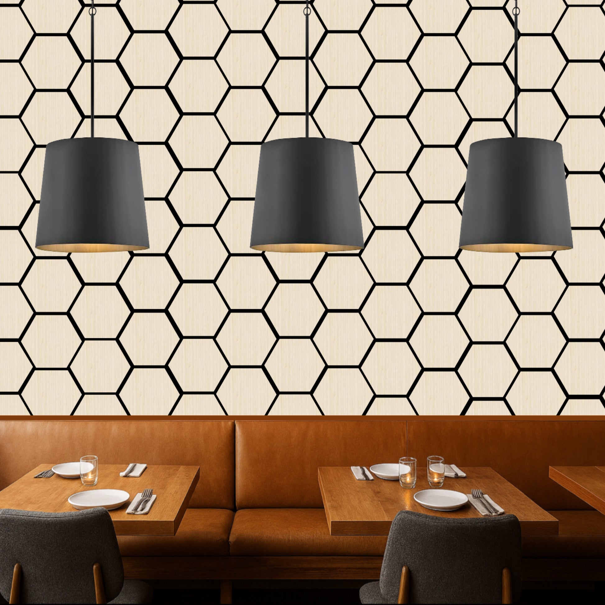 Wood Hexagonal Acoustic Panel Light Oak - 4 Panels
