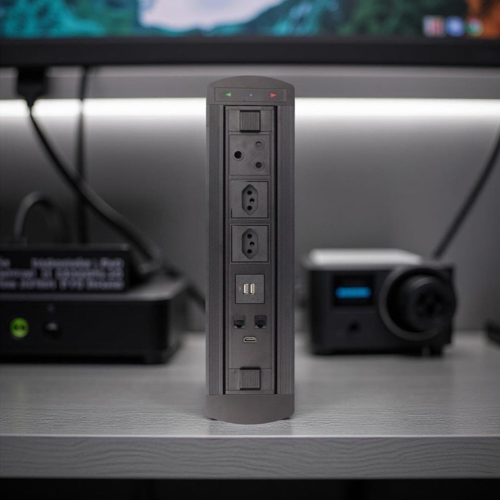 Electronic Desktop Power Pop-up with AV Hub