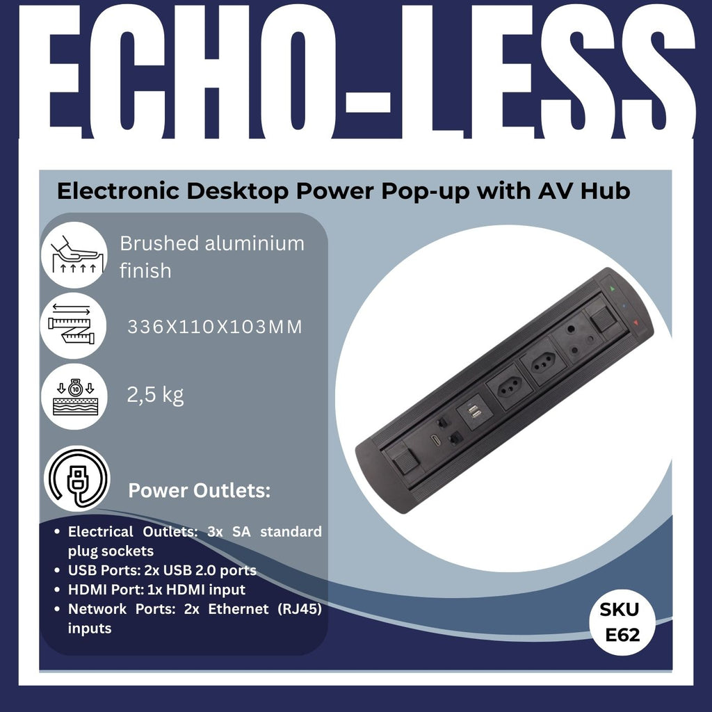 Electronic Desktop Power Pop-up with AV Hub