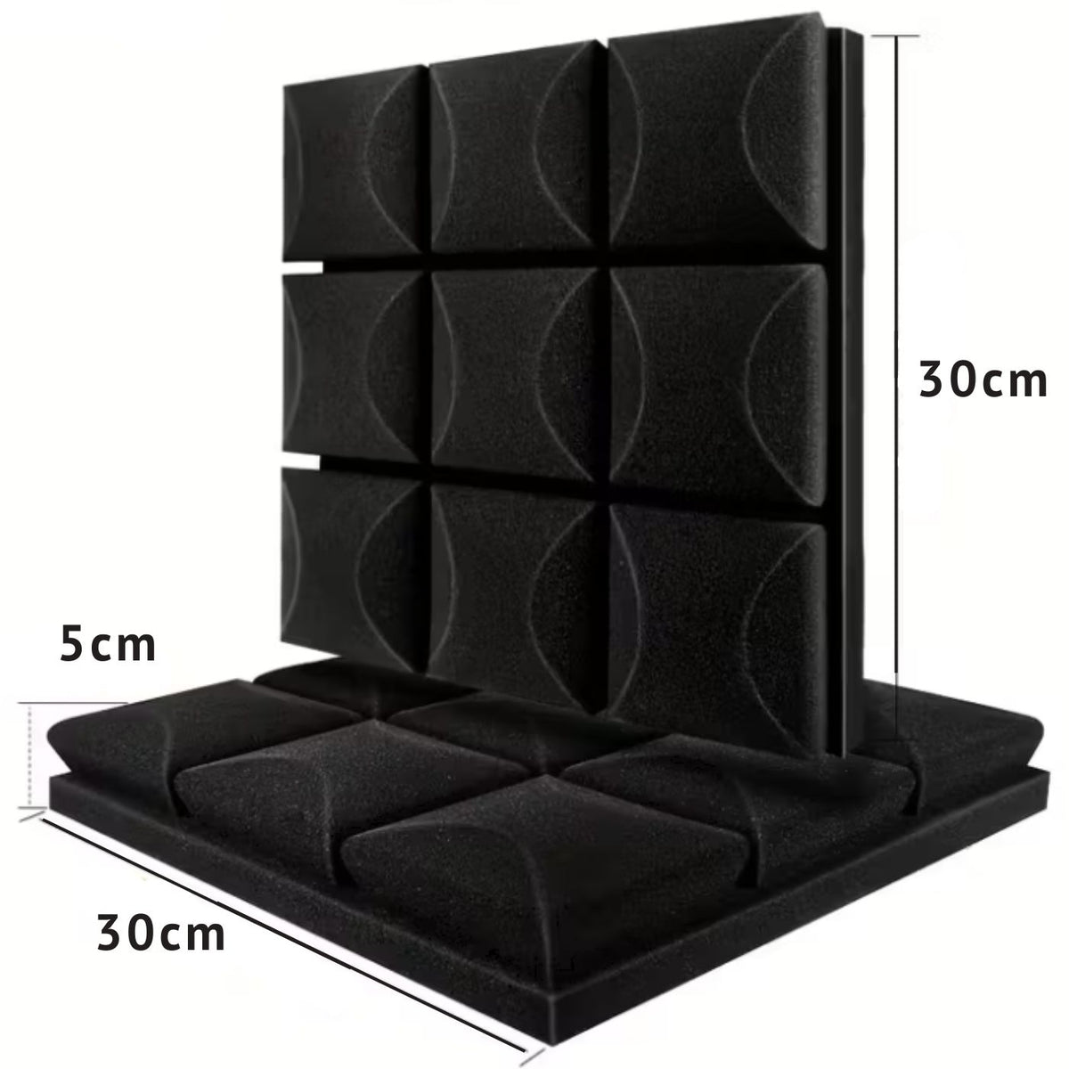 Black Mushroom Acoustic Foam Panels 30x30x5cm – 12 Pack - Echo-Less ...