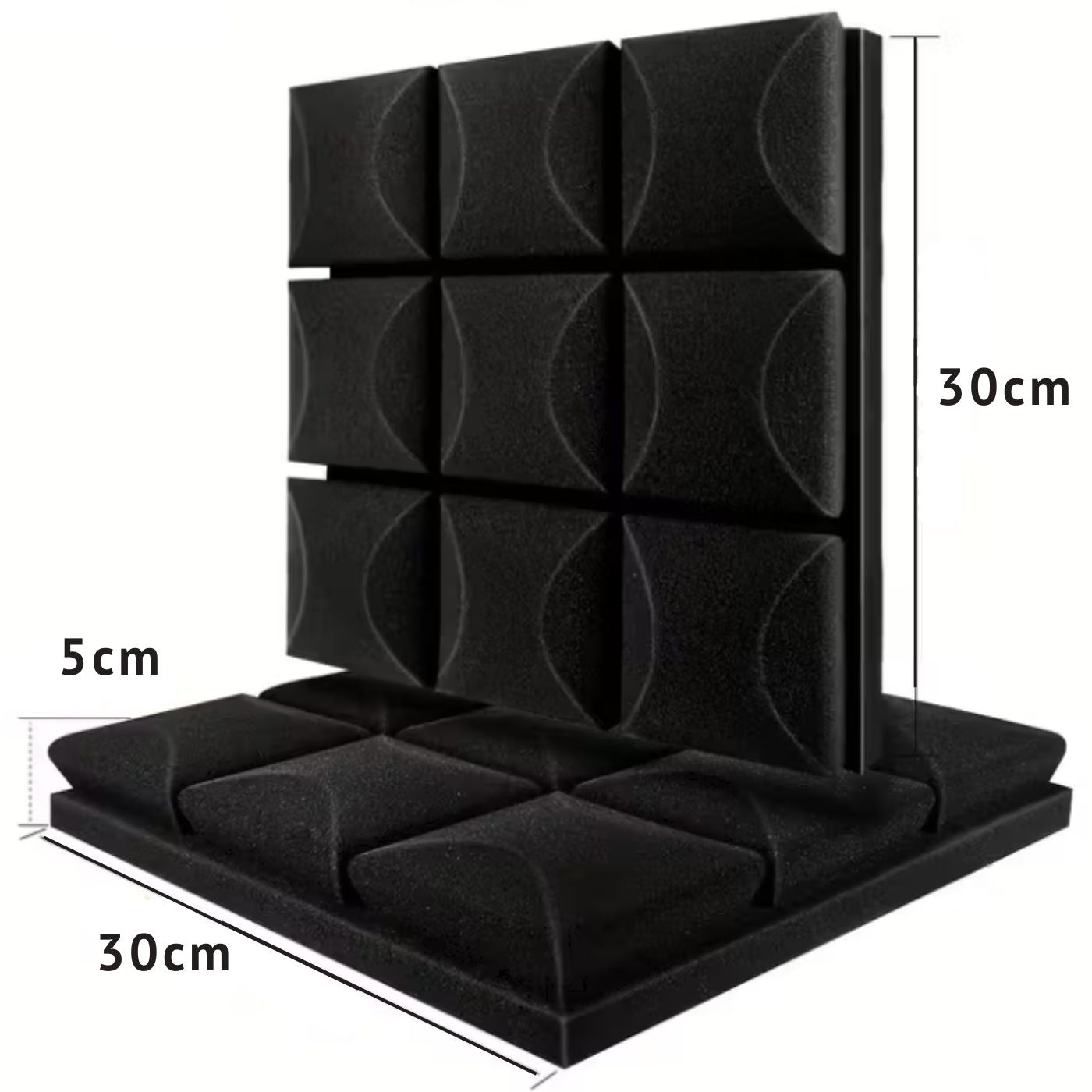 Acoustic Foam+ Echo-Less Panels Black Mushroom 30x30x5cm (Pack of 12)