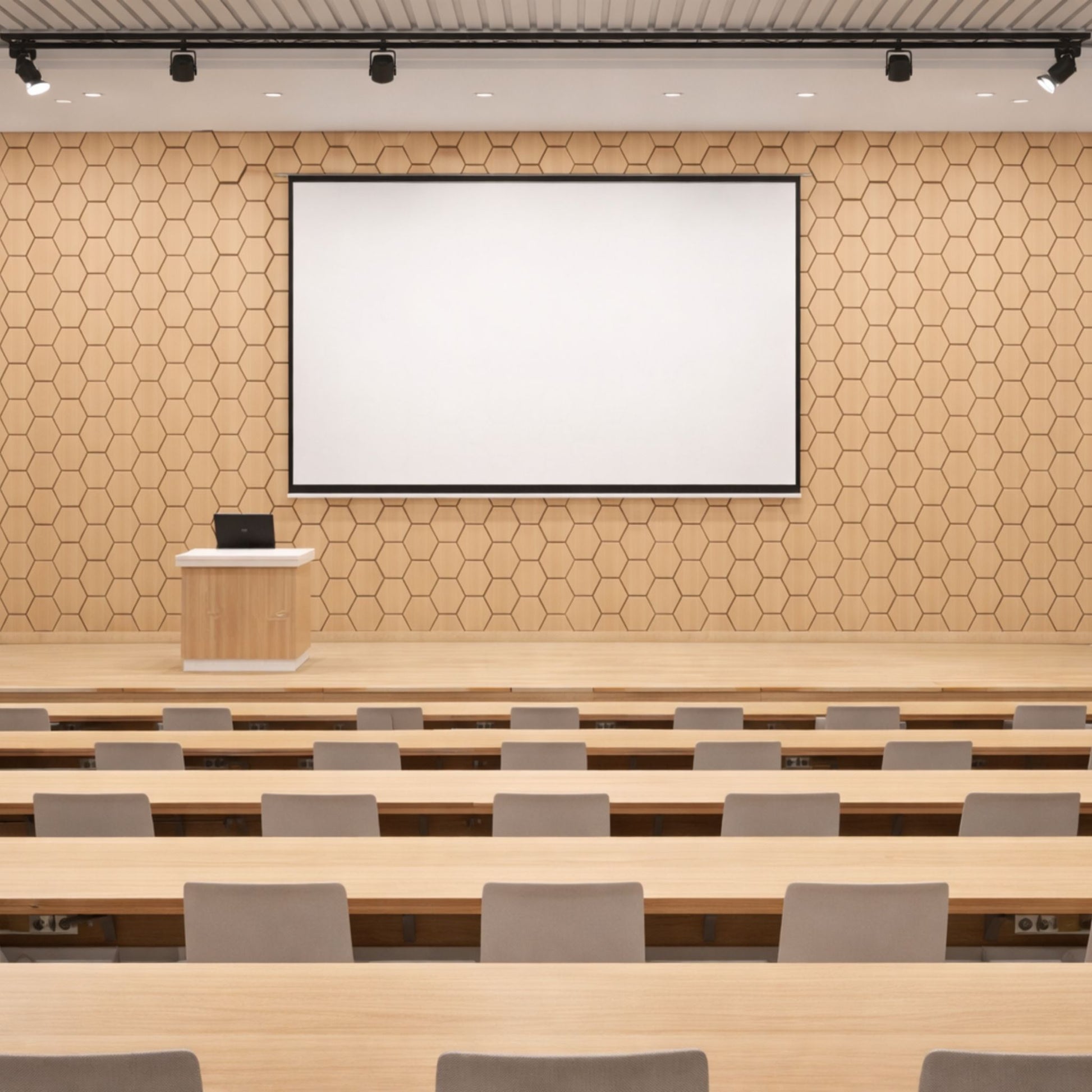 Wood Hexagonal Acoustic Panel Light Oak - 4 Panels