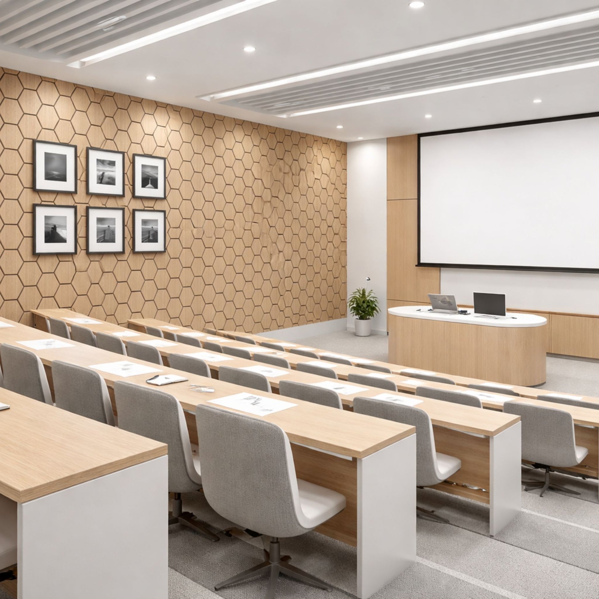 Wood Hexagonal Acoustic Panel Light Oak - 4 Panels