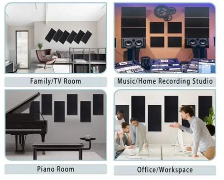 Acoustic Panels 60*30cm Rigid Fiber Black 3 pack