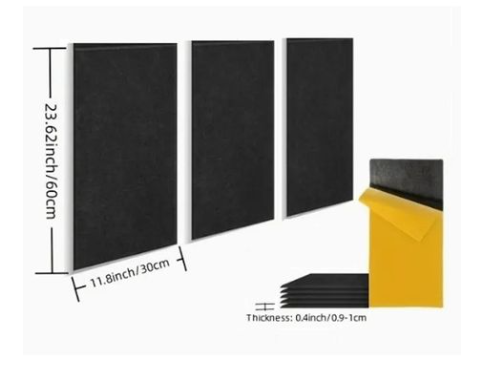 Acoustic Panels 60*30cm Rigid Fiber Black 6 pack