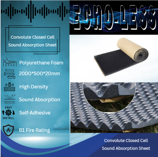 Echo-Less High-Density Closed Cell Acoustic Foam Roll 200*50*2cm (Self-Adhesive)