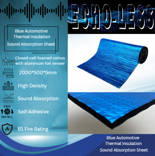 Echo-Less Car Soundproofing & Thermal Insulation Sheet Blue