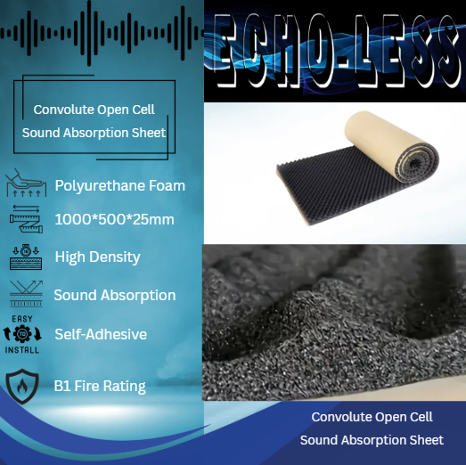 Echo-Less Acoustic Foam Self-Adhesive Sheet – 100x50x2.5cm