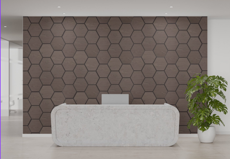 Wood Hexagonal Acoustic Panels Dark Walnut - 4 Pack