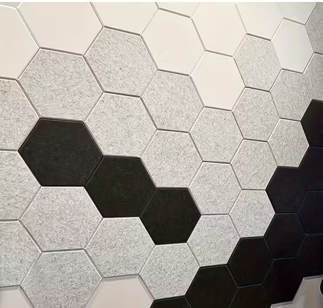 Echo-Less Self-Adhesive Hexagon Fiber Acoustic Panels - 12 pack