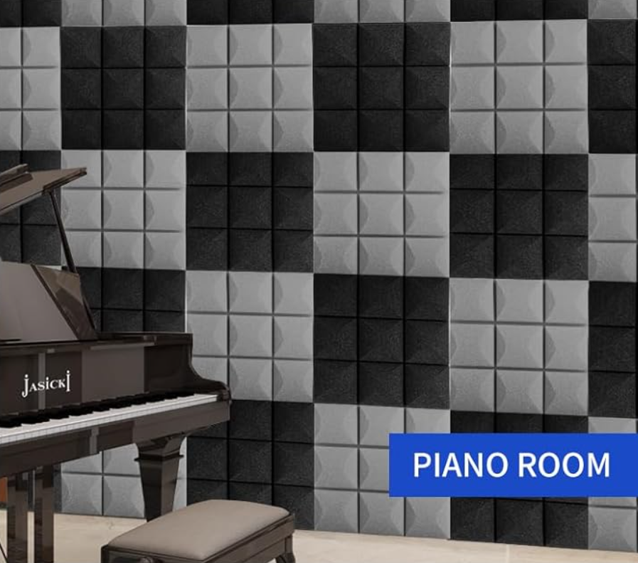 Echo-Less Acoustic Foam Panel Mushroom Profile -12 Pack Grey