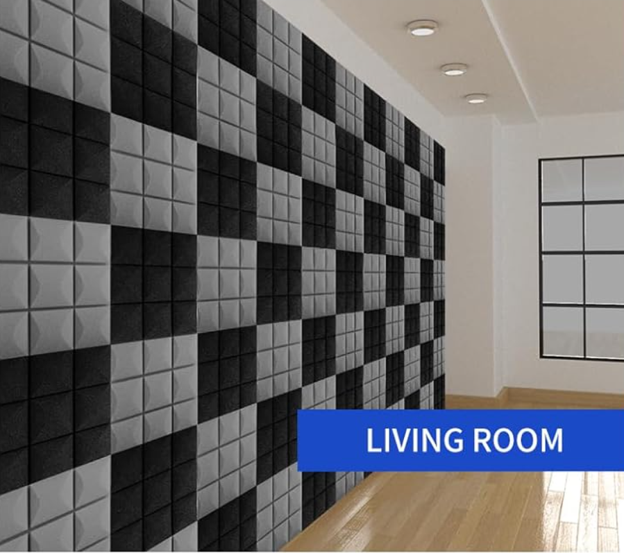 Echo-Less Acoustic Foam Panel Mushroom Profile -12 Pack Grey