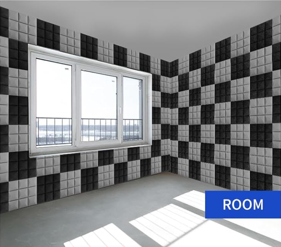 Echo-Less Acoustic Foam Panel Mushroom Profile -12 Pack Grey