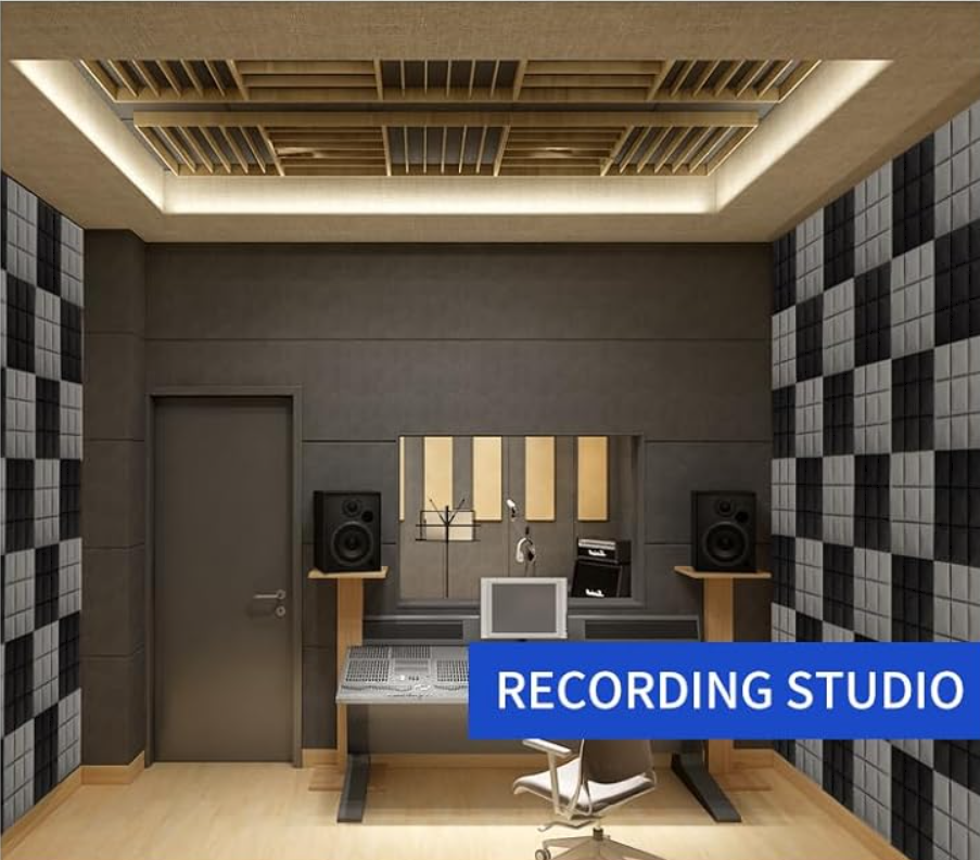 Echo-Less Acoustic Foam Panel Mushroom Profile -12 Pack Grey