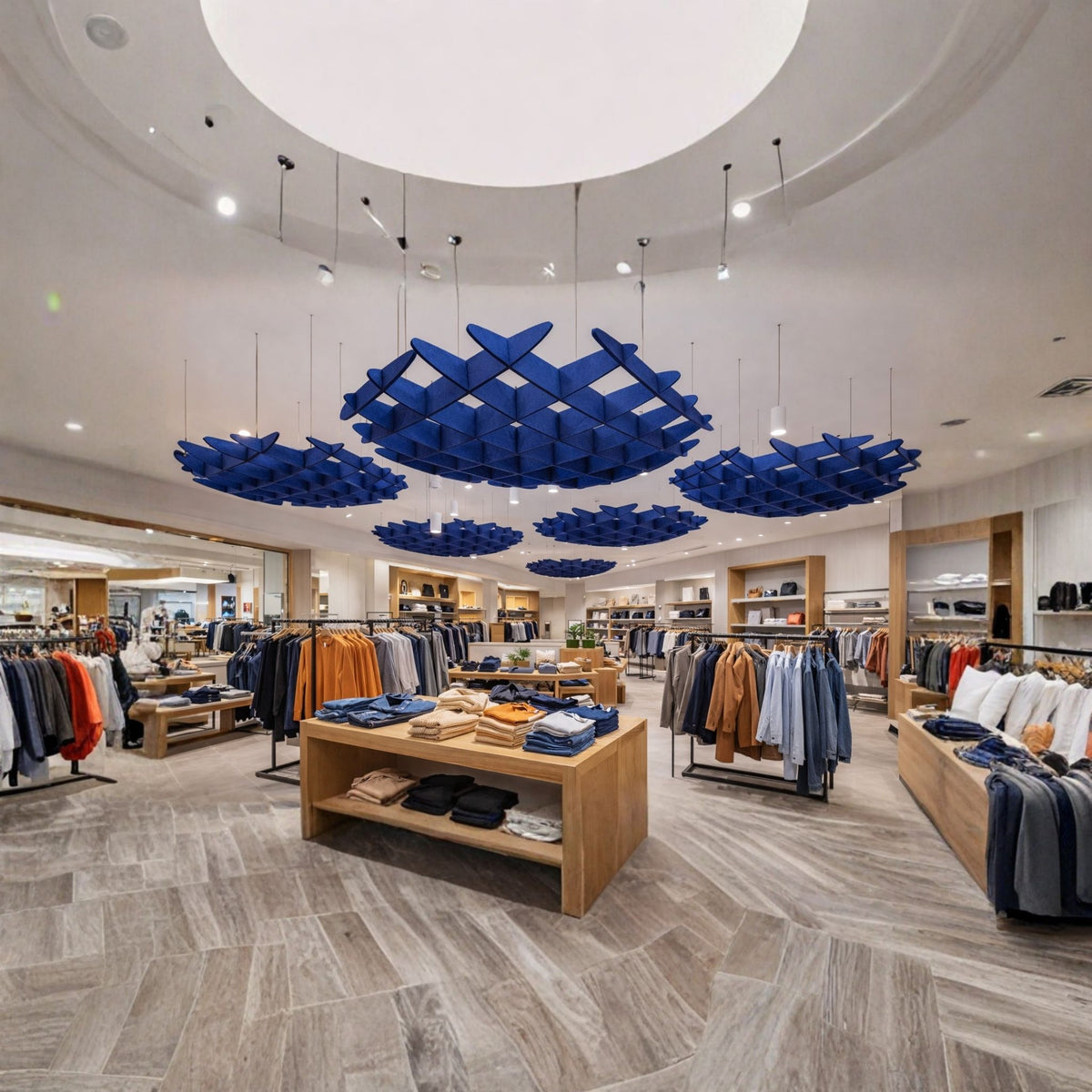 Echo-Less Waffle Acoustic Ceiling Baffles Light Grey Round 1200mm 12mm ...