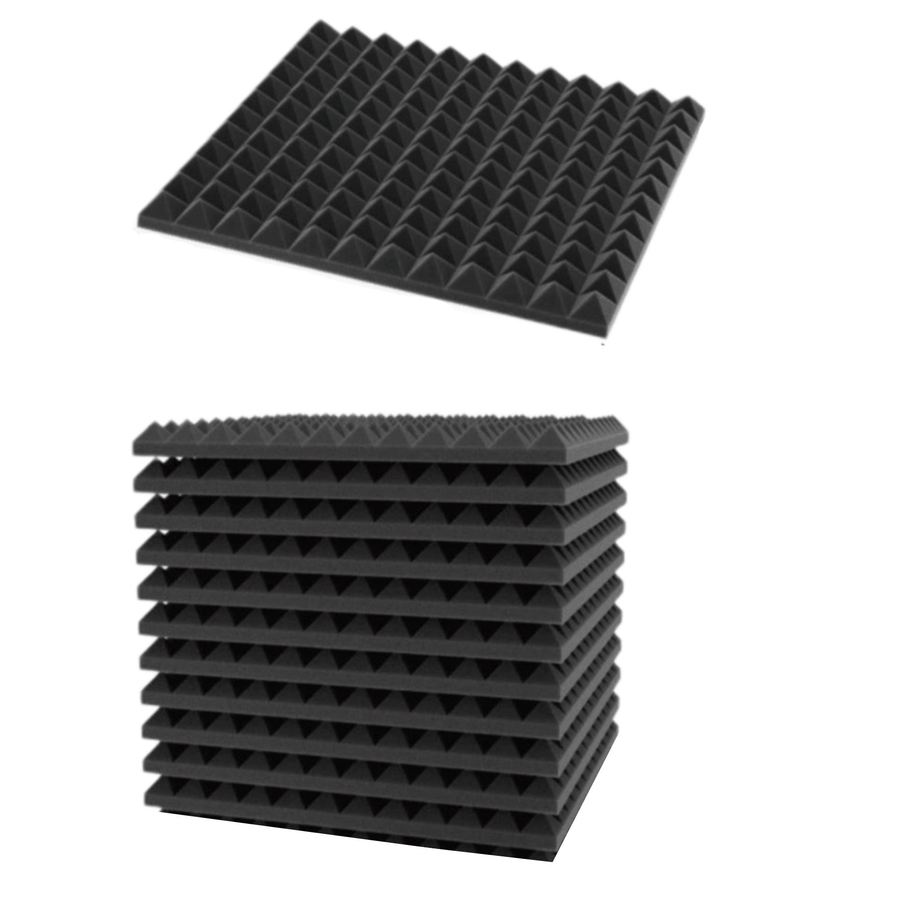 Acoustic Foam Panel Pyramid shape (2.5cm thick) - 12 panels - Echo - Less