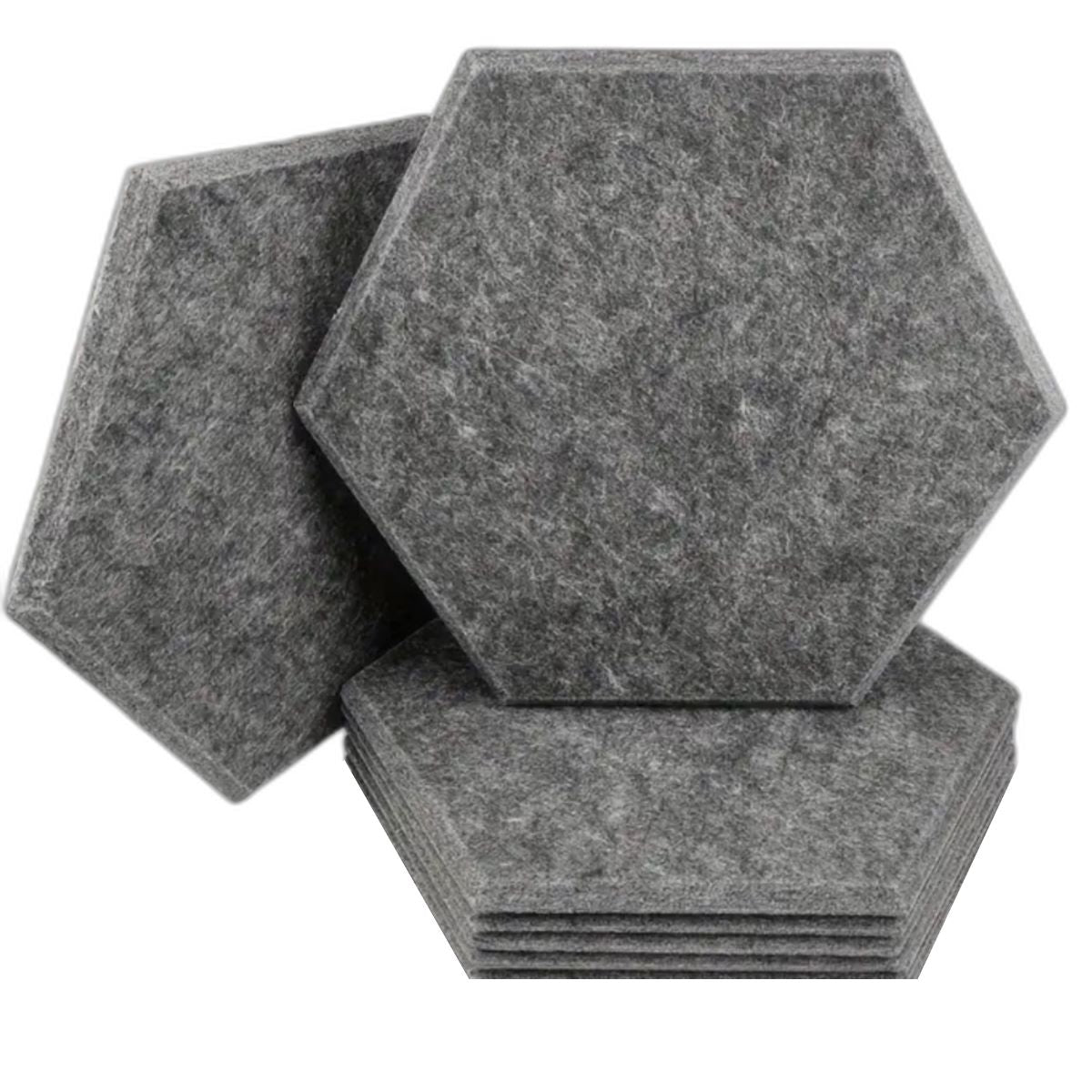 Acoustic Panels Self - adhesive Hexagon Rigid Fiber Grey 6 panels - Echo - Less