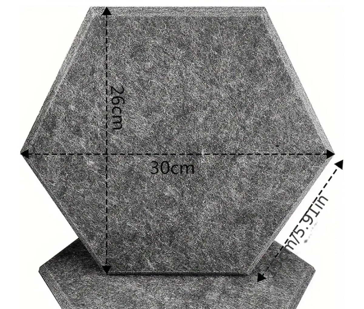 Acoustic Panels Self - adhesive Hexagon Rigid Fiber Grey 6 panels - Echo - Less