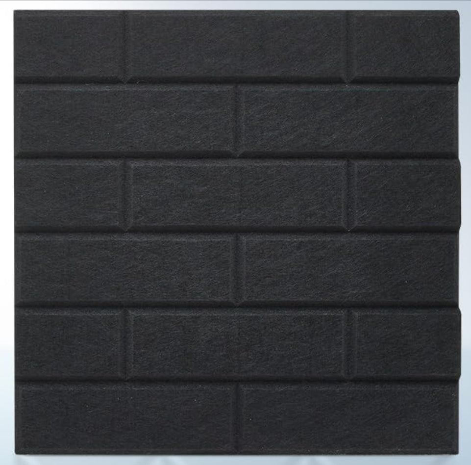 Brick Profile Fiber Acoustic Panel Black 12 Panels - Echo - Less