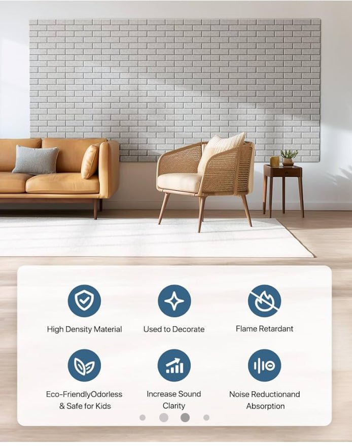 Brick Profile Fiber Acoustic Panel Grey 12 Panels - Echo - Less