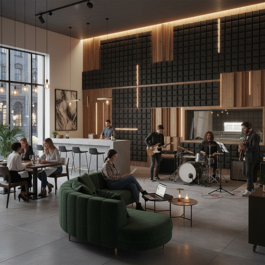 Acoustic Foam+ Echo-Less Panels Black Mushroom 30x30x5cm (Pack of 12)